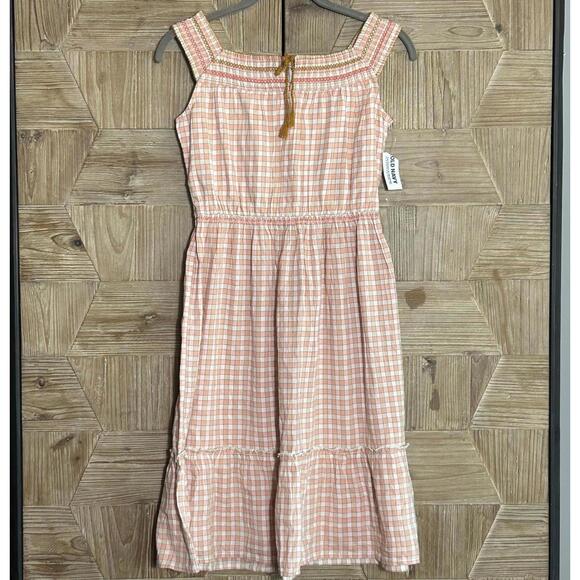 Old Navy Other - NWT Old Navy Kids Dress XL Orange Pink Gingham Cottagecore